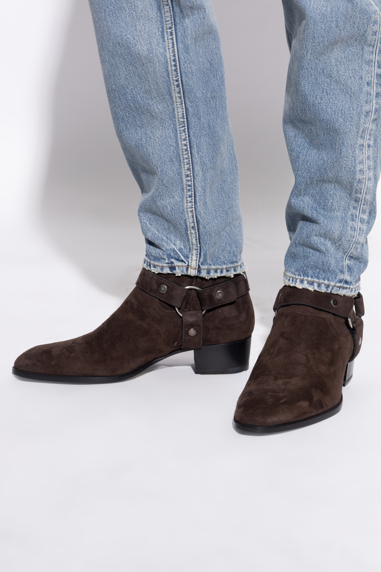Brown Wyatt heeled ankle boots Saint Laurent - Vitkac Canada
